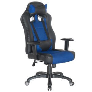 Y-2843A Cadira d'oficina de cuir PU d'estil modern i malla Cadira d'oficina de carreres amb reposabraços ajustable.